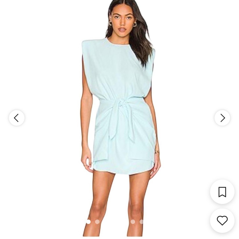 Amanda Uprichard Light Blue Tie-Waist Mini Dress